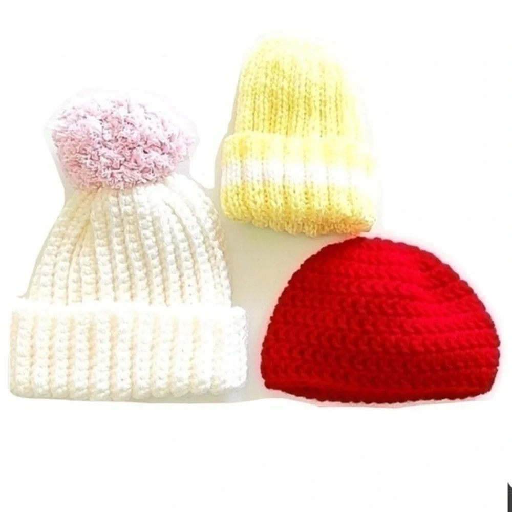 3! Baby Caps/Beanie! - Hand Crocheted!